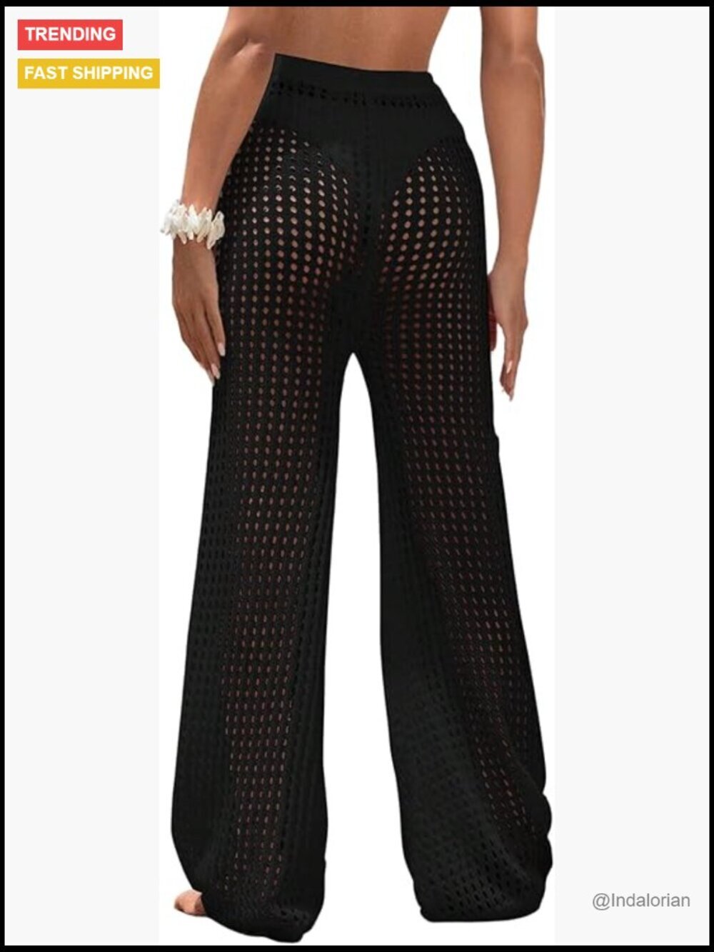 Sheer Mesh High Waist Beach Cover Up Pants Swimwear Coverup